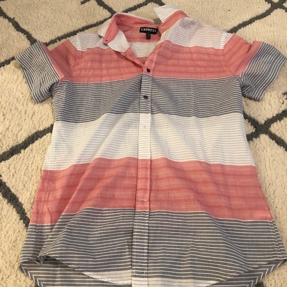 Express Other - Express Short Sleeve Linen Button Up Shirt